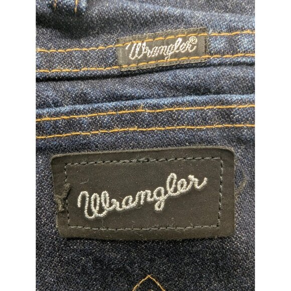 Wrangler Jeans Mens 31x34 Dark Blue Denim Straight Leg Zip Fly Classic Cowboy - Picture 10 of 12